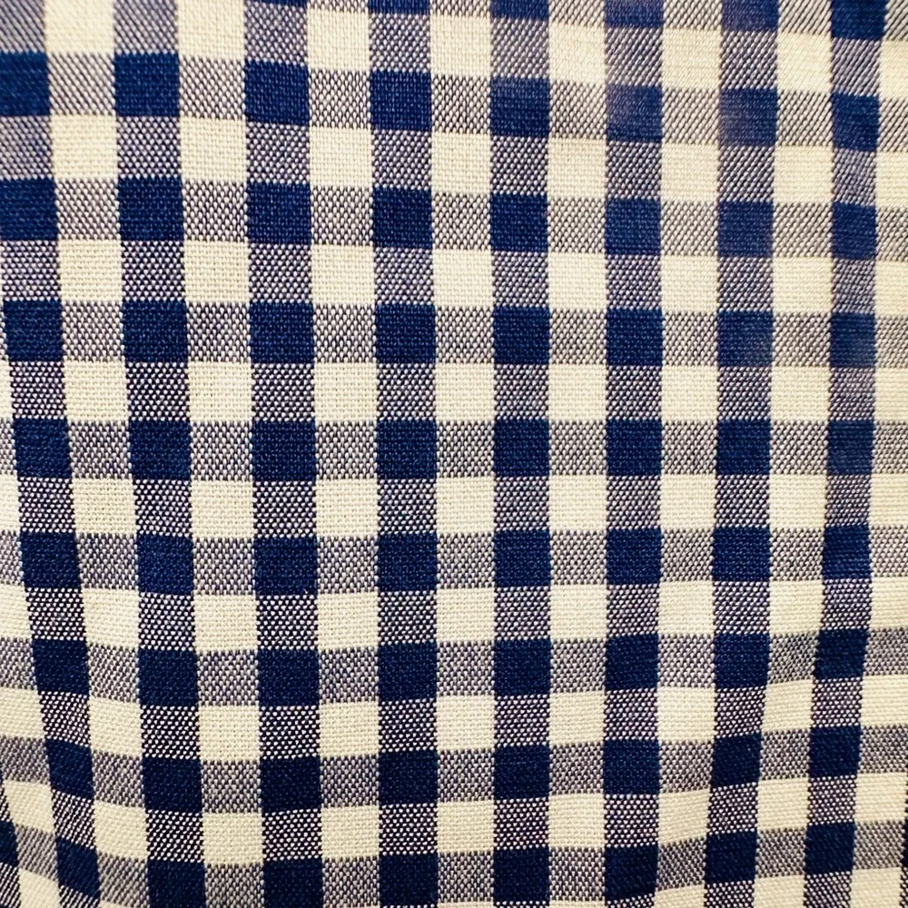 J. Crew Men’s Size Large Slim Fit Navy and White Gingham Button Down Long Shirt - Picture 7 of 9